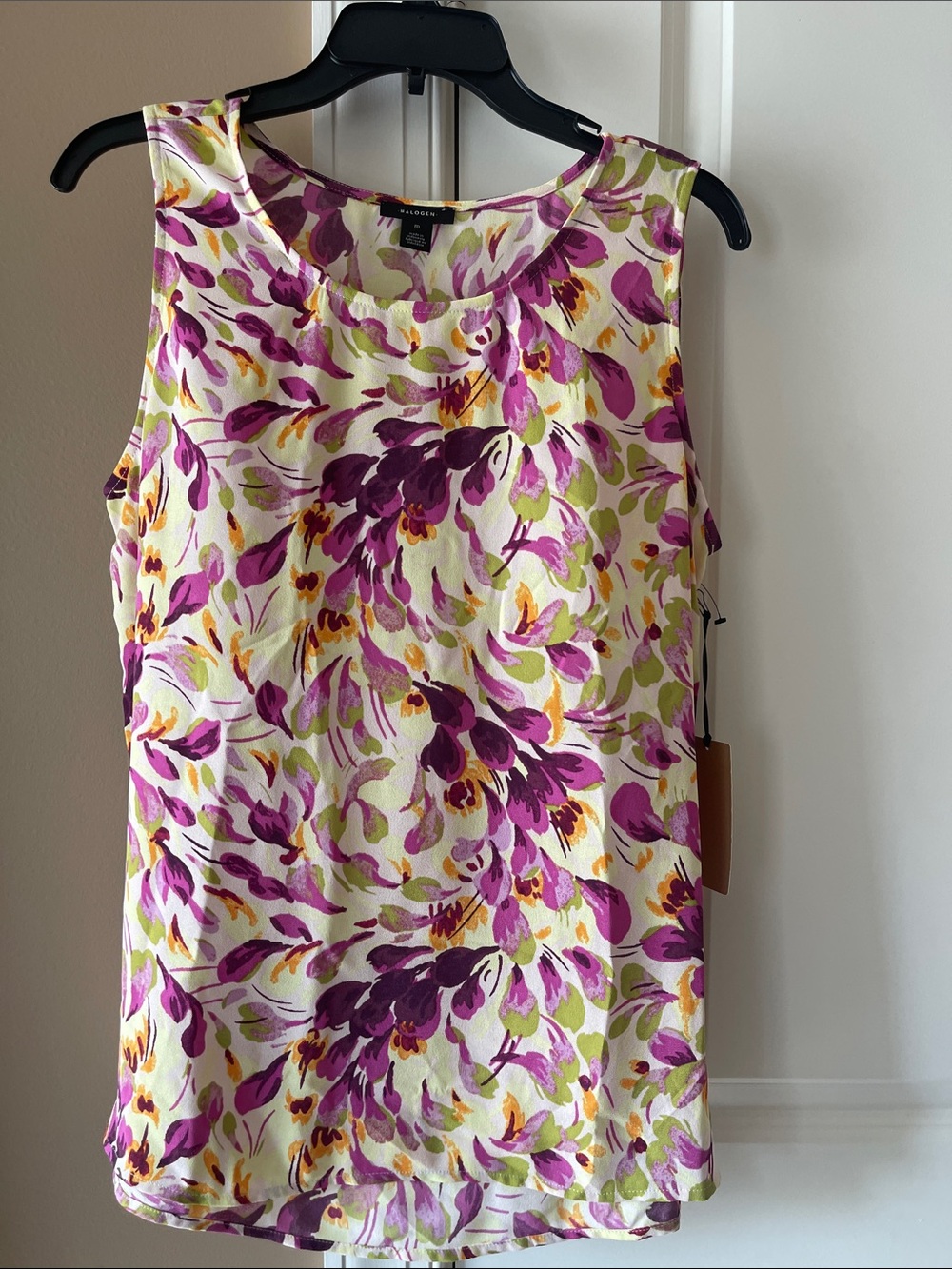 Halogen Cream Floral Sleeveless Camisole with Purple & Green Print